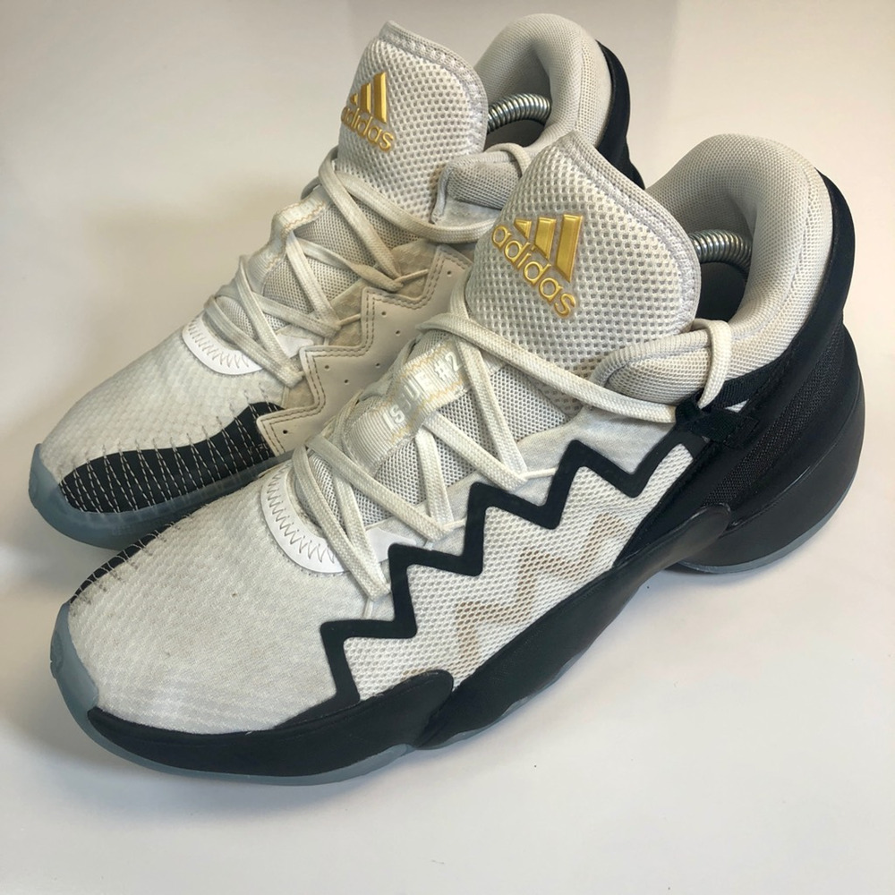 Adidas Mens DON Issue 2 Basketball Shoes White Black‎ FU7384 Lace Up Mid Top 8 M